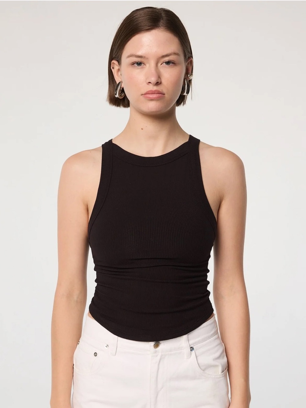 The Line by K Ximeno Black Detailed Open Back Tank Top BLACK SMALL